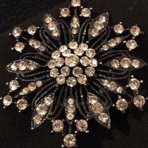 Vintage Rhinestone 2” Brooch With Loop for a Chain or Ribbon Very Shiny Stones